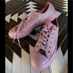 NEW Pink Glitter Converse Low Tops